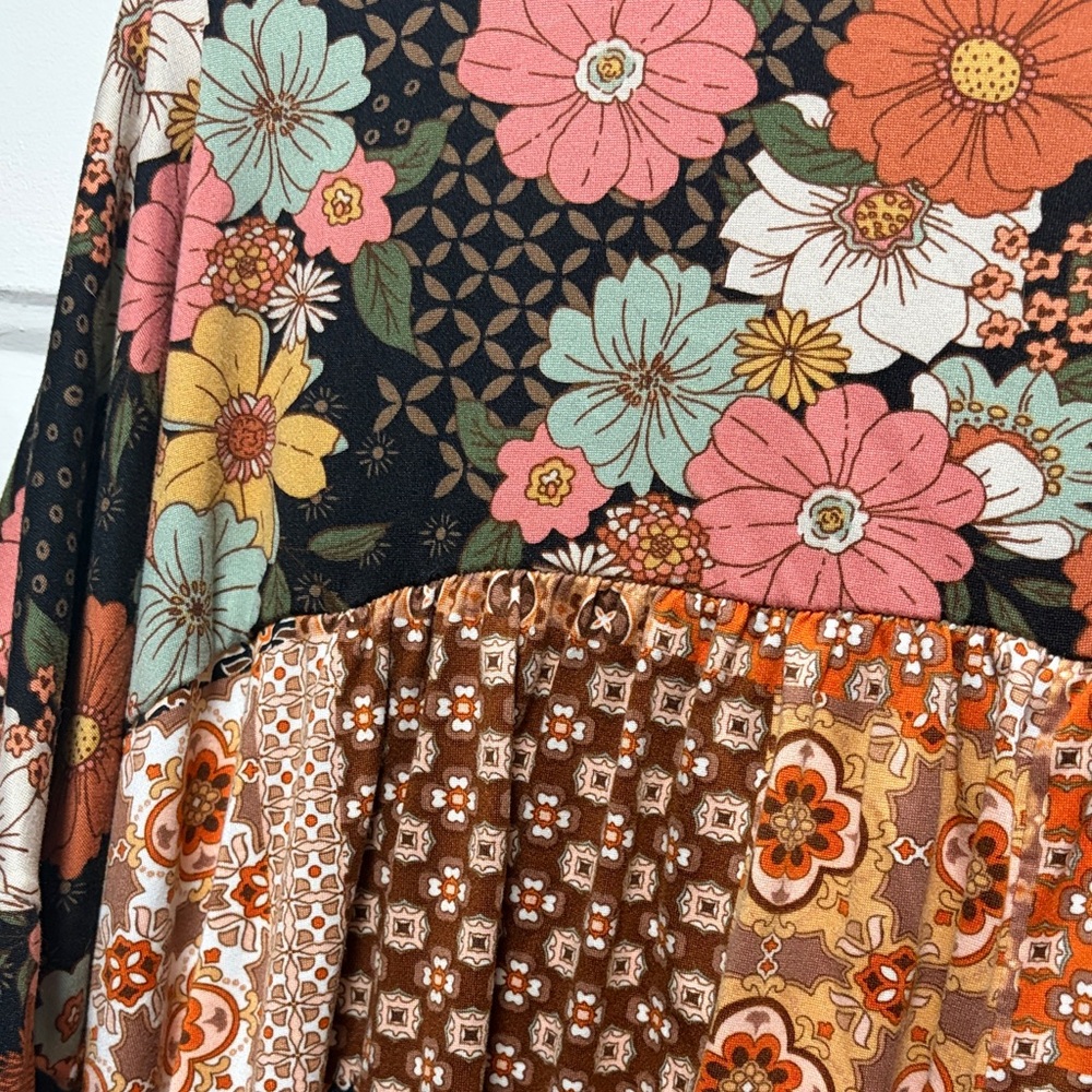 Patchwork Floral Blouse - Multicolor - image 7